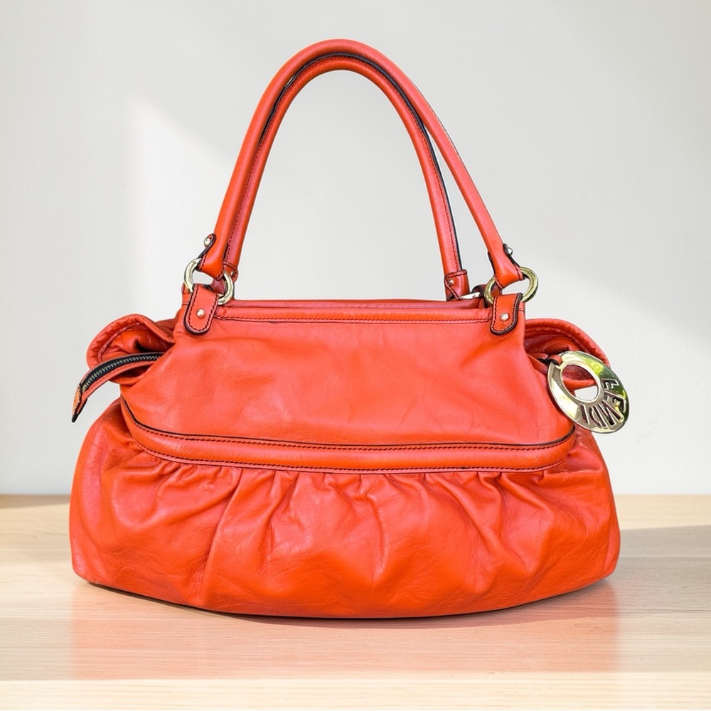 🧡Fendi Orange Lambskin Chef Bag